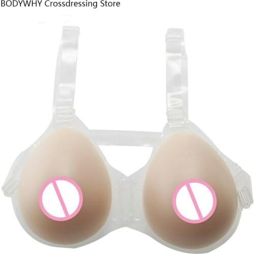 2400g Beige Fake Boobs Intimates Fake Breast Realistic Silicone Breast Forms Shoulder Straps Bra Crossdresser Shemale Artificial