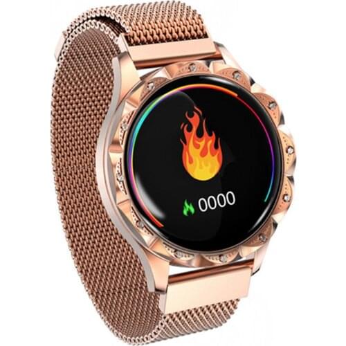 Stainless Steel Smart Watch Heart Rate Monitor Sport Wristband Fitness Tracker Female Smartwatch Bracelet 1.04 inch IPS screen