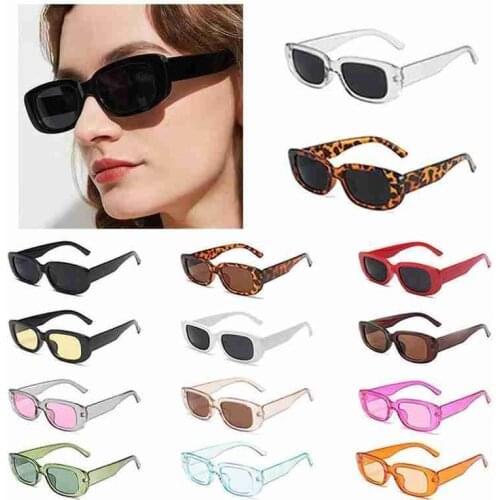 New Vintage Black Square Sunglasses Women Luxury Brand Small Rectangle Sun Glasses Female Gradient Clear Mirror Oculos De Sol