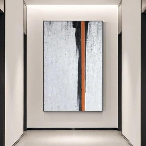 Modern Living Room Decorative Abstract Black Orange White Canvas Oil Painting Picture Art Pure Handmade Paintings Artwork