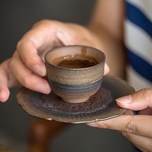 Antique Japanese Stoneware Tea Cup Ceramic Single Cup Pottery Tea Cup Large Kung Fu Tea Set Retro Home Master Cup