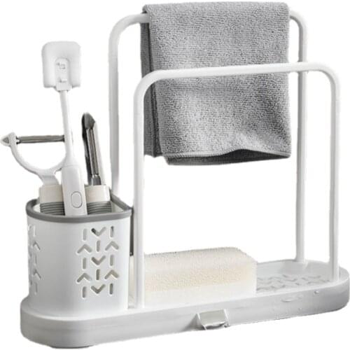 Drain rack kitchen rag, steel wire ball sponge rack, cutting board, kitchen utensils storage sink countertop, free punching