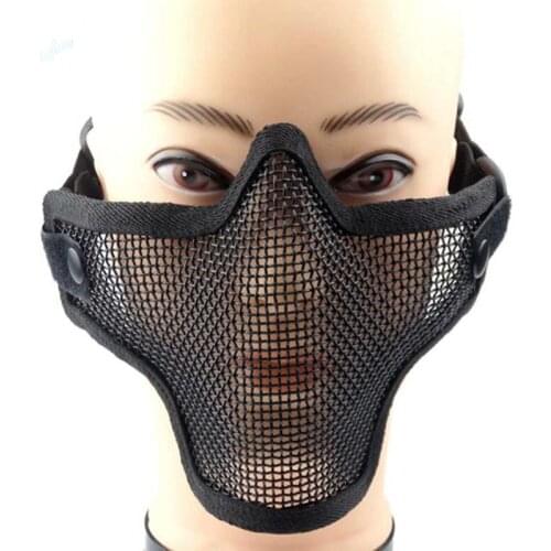 Tactical Half Face Mask Airsoft Paintball Facial Low-carbon Metal Steel Net Mesh Protective Mask For CS Outdoor Hunting Military