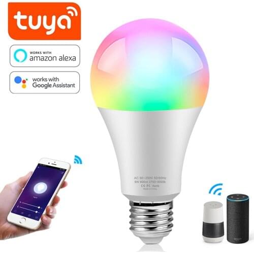 Wifi Tuya RGBCW Smart LED Bulb E27 B22 2.4GHz 10W 12W 15W 18W Dimmable Light Bulb Work With Google Assistant Alexa