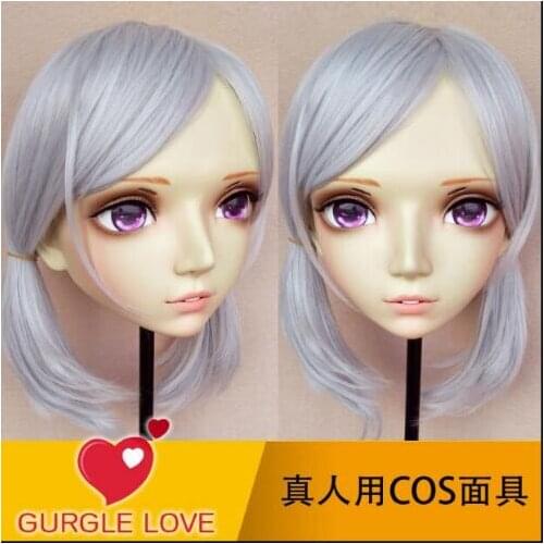 XiaoYao1)Gurglelove Female Sweet Girl Resin Half Head Kigurumi BJD Mask Cosplay Japanese Anime Role Lolita Mask Crossdress Doll