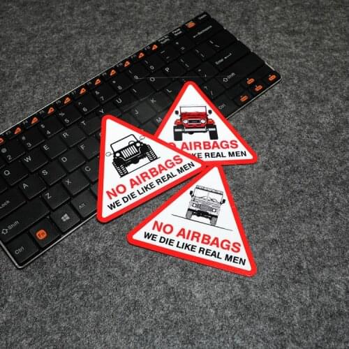 GalonDeco No Airbags Real Man Car Internal Reflective Spoof Funny Stickers Window Front Windshield Creative Car Stickers Decals
