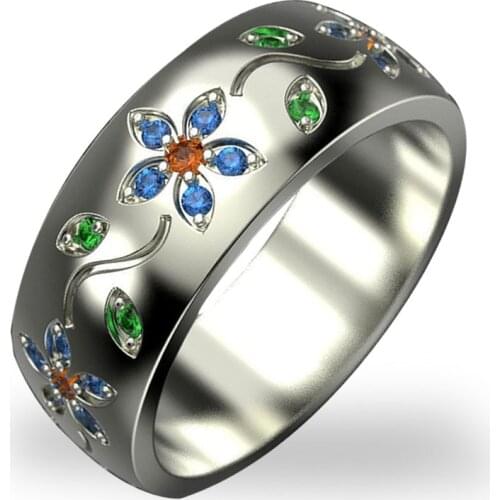 Ofertas Trendy Colorful Flower Vine Engagement Wedding Party Female Womens Rings Jewelry Girls