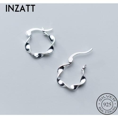 INZATT Real 925 Sterling Silver OL Geometric Wave Hoop Earrings For women Party Minimalist Earrings Fine Jewelry Accessories