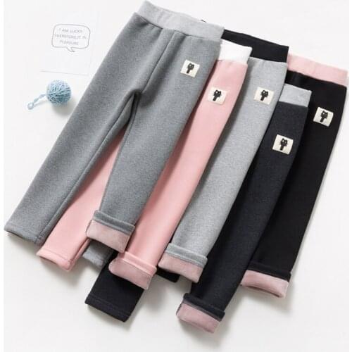 Winter Girls Skinny Pants Warm Thick Pencil Pants Girl Leggings Kids 4-12 Years Children Velvet Long Trousers Casual Girl Pants