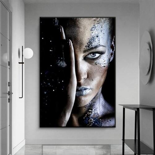 Golden and Silver Woman Canvas Painting for Living Room HD Prints Makeup Women Pictures Posters Nordic Home Wall Decor cuadros