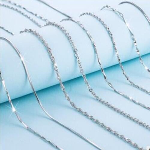 100% Genuine 925 Sterling Silver Necklace Ingot Twisted Snake Box Chain Necklace Women Silver 925 Jewelry collar mujer