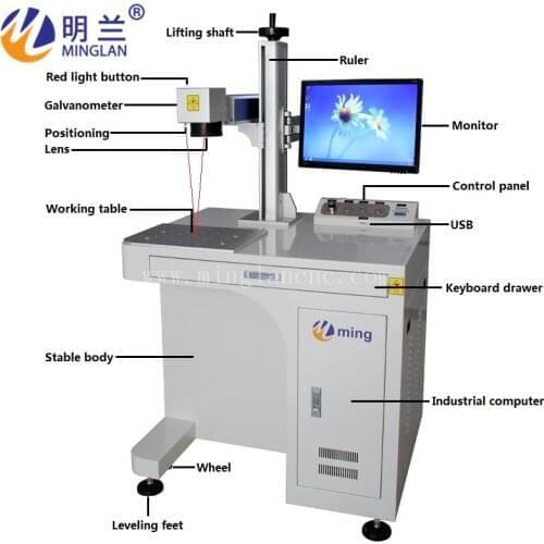 20W Raycus JPT MAX fiber laser marking machine 110 150 200mm lens optional rotary