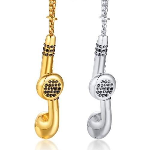 2021 Fashion Stainless Steel With Rhinestones Material Earphone Creative And PersonalizedPendant Suitable For Men's Accessories