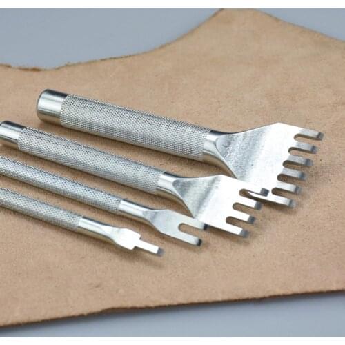 3mm 1/2/4/6 Prong Flat Hole Punche Stitching Punch Leather Tools White Steel