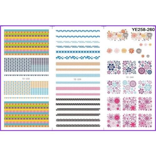 3 PACK/ LOT WATER TRANSFER DECAL NAIL ART NAIL STICKER BLACK MOSAIC FRENCH SMILE LACE YE258-260