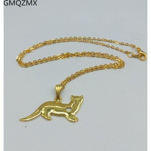 Hot 4 colors Ferret Charm Color Weasel Pet Pendant necklace Ferret necklace Women Copper Animal Jewelry