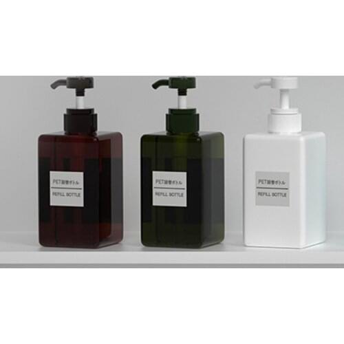 450ml X 12 Square Cream Lotion Pump Plastic Bottle For Personal Care Packaging 450cc Shower Gel Dispenser Bottles Container