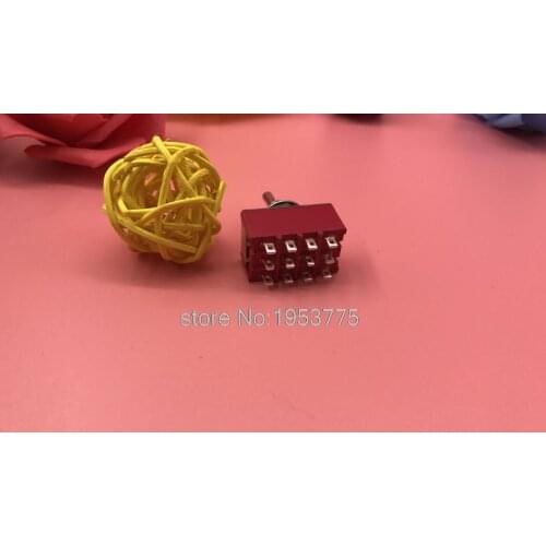 AC 5A/125V 12 Pin SPDT On-On Latching Mini Toggle Switch Red