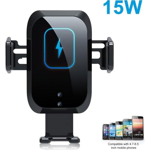 Wireless Phone Charger Car Charger Fast Charging 15W Type-C with Phone Bracket RGB Light for Smartphone Touch Design Intelligent