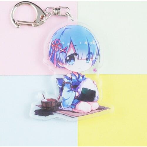 RE Zero Action Figure Keychain Double Sided Ram Rem Movie TV Peripherals Cute Cartoon Key Chains
