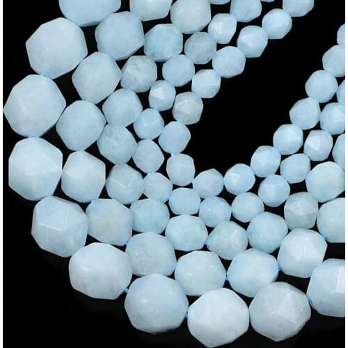 HGKLBB Natural Stone Faceted Brazilian Aquamarin beads Spacers Loose beads for Jewelry making DIY bracelets necklace 6/8/10MM