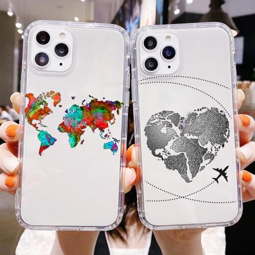 World Travel Map Airplane Lines Art Phone Case For IPhone 12 Pro Max 7 8 Plus X XR XS 11 pro MAX 6S Plus SE TPU Silicone Cover