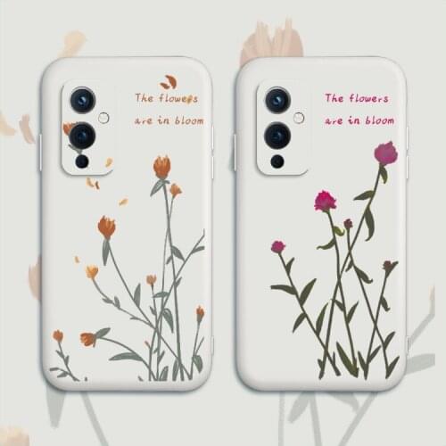 Literary Rose Painting Phone Case For Oneplus 9 9pro 9r 8t 8 8pro 7pro 7 7t 7tpro Liquid Silicone Cover