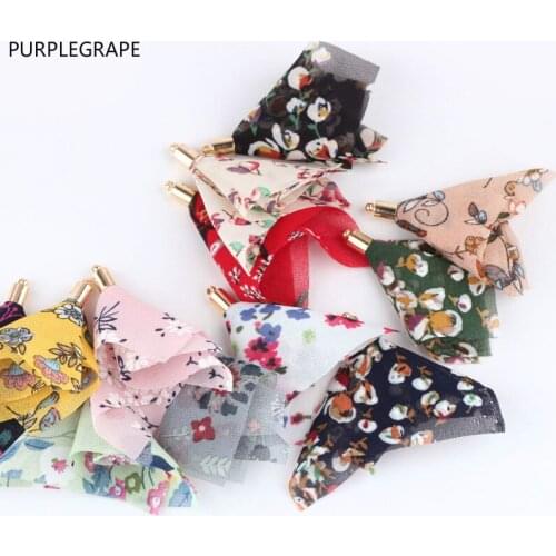 DIY materials Japan and South Korea fashion sweet chiffon flower tassel homemade earrings headwear accessories pendant 10 pieces