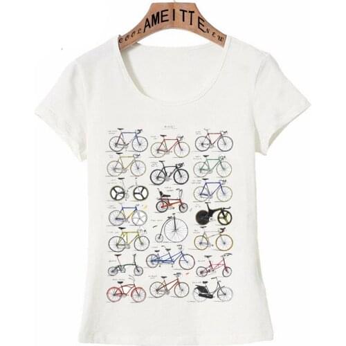 A Collection Of Bicycles Print T-Shirt Fashion Women Short Sleeve Casual Cute Girl Tops Funny Bikes Design Hip Hop Tees
