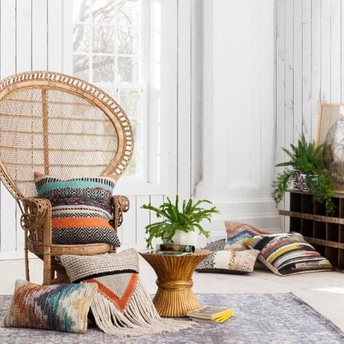 Indian handmade High grade pillow Decorative Cushion Cover Home Decor Throw Pillowcase Handmade Plush with Tassels For Sofa