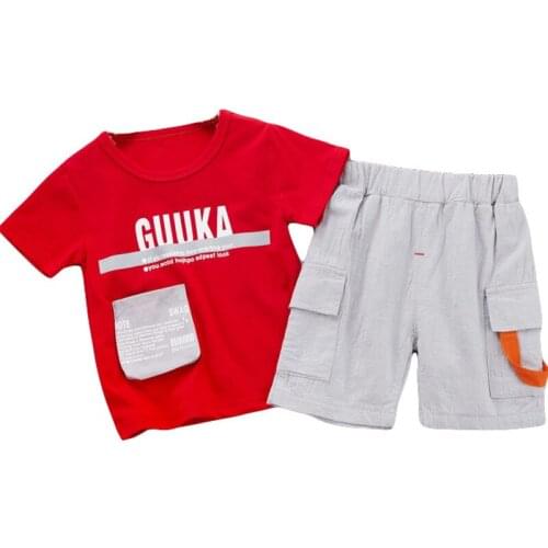 Children Clothes Sets Summer Baby Short Sleeve Shorts With Pockets 2-Piece Kids Boys And Girls Casual Costume Clothing Suit