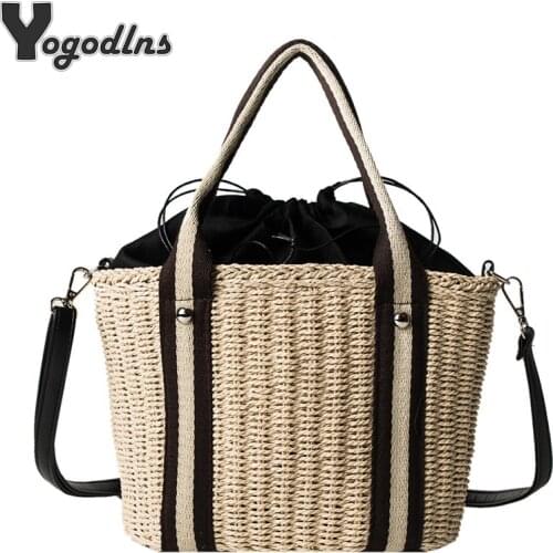 Summer Handmade Bags For Women Weaving Ladies Straw Bag Beach Bag Rattan Kintted Handbags Totes Bohemia Knitted Shoulder bag