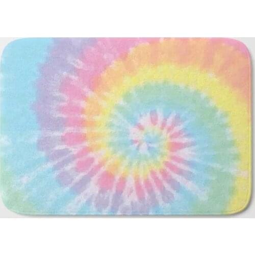 HOT Bathroom Rugs Pastel Tie Dye Bath Mat Flannel Absorbent Non Slip Doormat Entrance Door Bath Room Mats