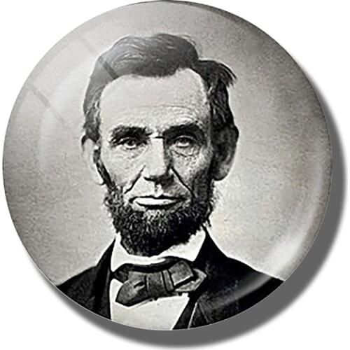 Abraham Lincoln Fridge Magnet Souvenir President of The United States 30mm Round Magnetic Sticker for Refrigerator Decoration