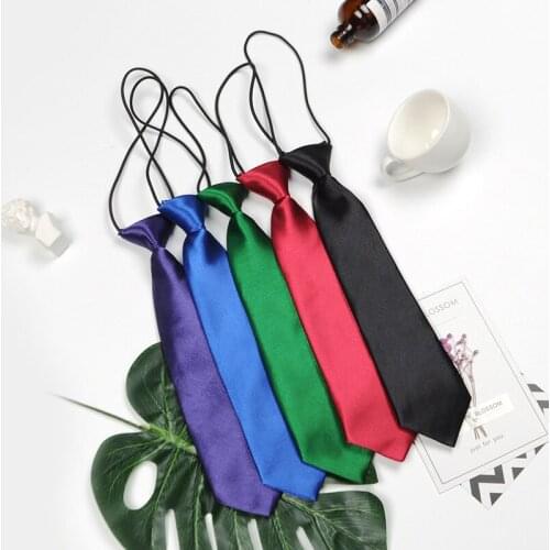 Solid Color Small Necktie] Male and Female Students Stage Team Performance Black Navy Blue Free Rubber Band Cute Business Attire