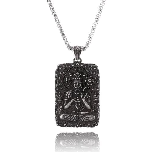 Fashion Unique Buddha Statue Pendant Necklace Religion Stainless Steel Jewelry for Men Women Gifts SP0546