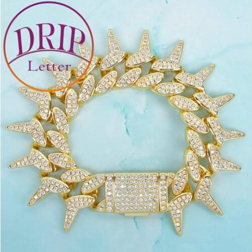 31MM Miami Cuban Neckace Mens Hip Hop Gold Color Chain AAA Zircon Iced Choker Rock Link Jewelry