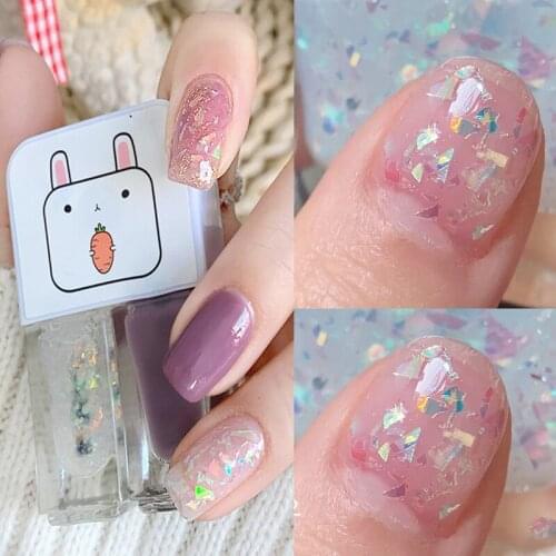 4ML Water-based Nail Polish Set Two Bottles No-bake Bright Scrub Can Tear Gemini Sequin Cute Professional Nail Art Manicure Tool