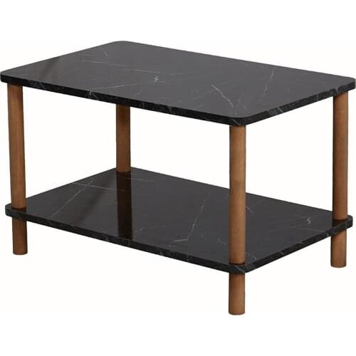 Medium Coffee Table Rectangle Wood Flip Two-Story Gazetelikli Black Marble Pattern