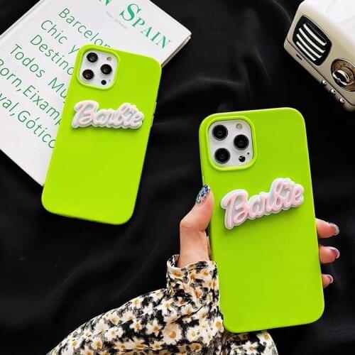 Neon Green & Rose Red Barbe Silicon Case for iPhone 12 Pro Max Back Phone Cover for 12 11 Pro Max X XS XR 8 7 Plus SE 2020