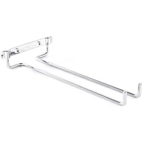 Hanging Wine Glass Rack Single Row Stemware Cafe Restaurant Iron Holder Silver