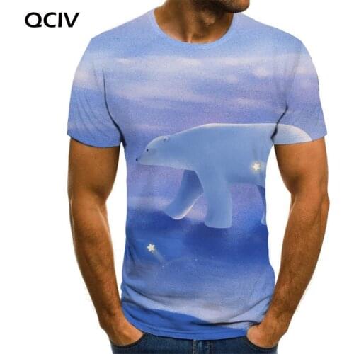 QCIV Brand Bear T shirt Men Animal Tshirts Casual Star Tshirt Printed Love T-shirts 3d Short Sleeve Hip hop Fashion Style O-Neck