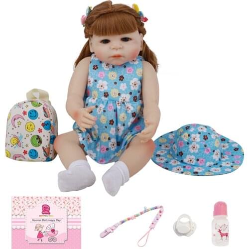 18 Inch 48CM Lifelike Bebe Reborn Girl Doll Full Silicone Vinyl Body Realistic Newborn Baby Toy For Childrens Day Gifts Present