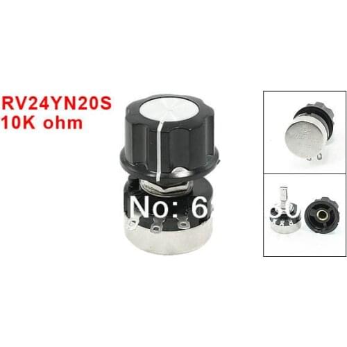 RV24YN20S 10K OHM 5% 2W Single Turn Rotary Linear Taper Potentiometer Carbon Pot w Knob