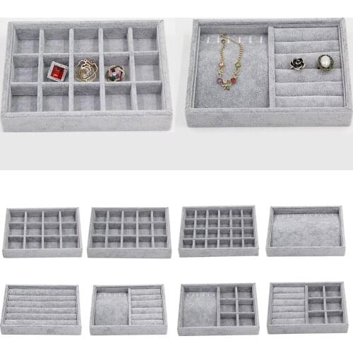 Stackable Velvet Jewelry Tray Earring Necklace Bracelet Ring Organizer Display Storage Box Bracelet Cufflinks Jewelry Organizer