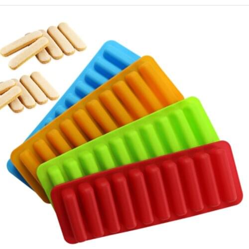 10 Holes Silicone Ice Cube Moulds Long Thumb Chocolate Bar Mold Biscuit Loaf Candy tray Ice Strip Popsicle Cake DIY baking Tools