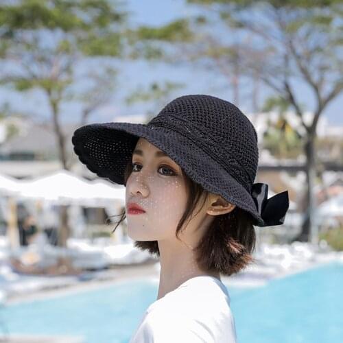 Summer Ladies Sun Visor Big Eaves Foldable Empty Top Fashion Straw Hat Leisure Outdoor Beach Hat UV Hat Ladies Fisherman Hat