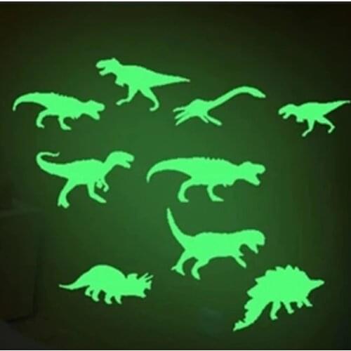 SAILEROAD 9Pcs/Bag Cool Dinosaur Luminous Stickers Stereo 3D Fluorescent Stickers Funny Sticker Glow In The Dark Stars For Kids