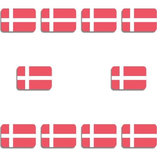 10Pcs/Lot Denmark Flag Acrylic Brooch Vintage Lapel Pin For Backpacks Coat Shirt Hat Accessories Patriotism Badge