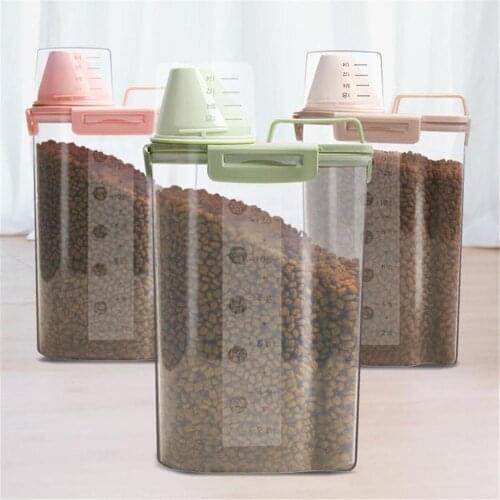 Moistureproof Storage Container Portable Pet Food Scale Cup Dog Plastic Bucket Feeder Measuring Spoon Cat Dry Food Dispenser